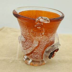 Signed Snake Glass Vase Textured